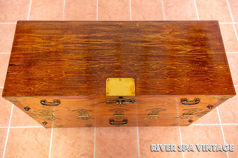 Thumbnail: Korean Bandaji Chest 1900 Antique Golden Elm Brass Blanket Chest Tansu Oriental