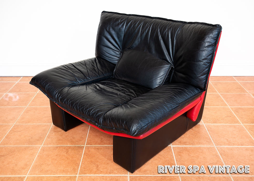 Thumbnail: Italian Leather Lounge Chair 1980s Designer Salotti Avanti Ambassador Red Black