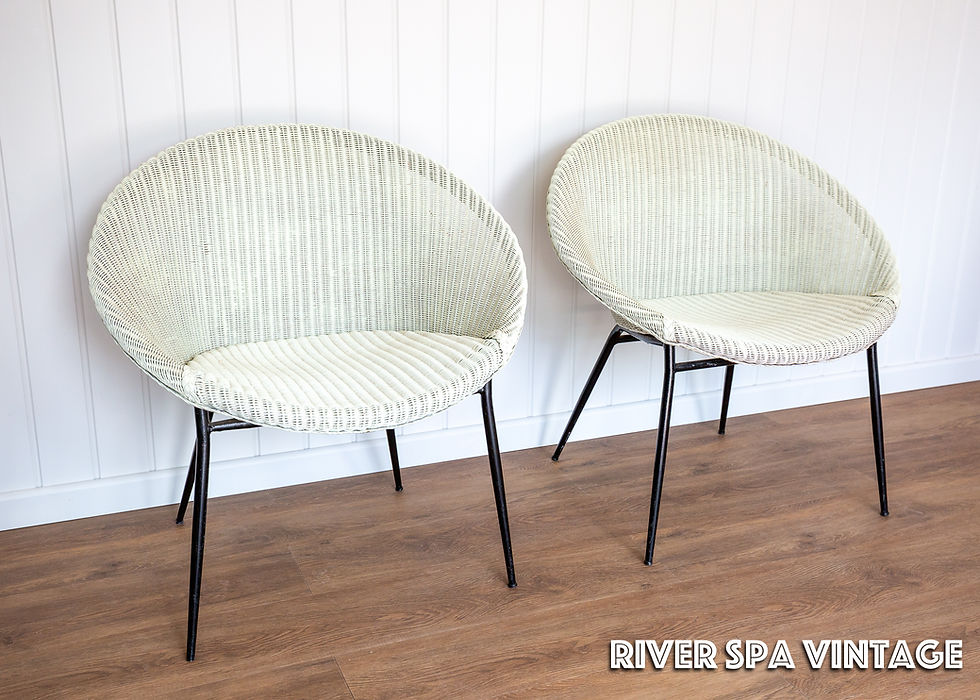 Thumbnail: Pair of 1950s Cocktail Lounge Chairs Mid Century Lloyd Loom Lusty Satellite MCM