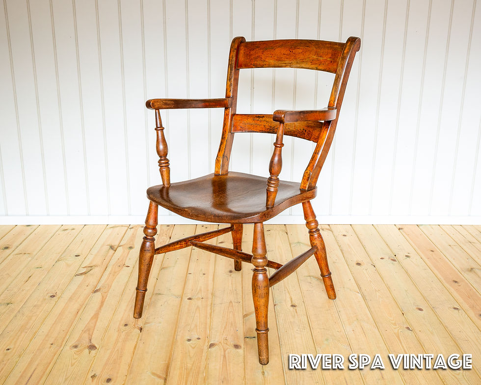 Thumbnail: Antique Painted Windsor Chair Country Bar Back Oxford Armchair Farmhouse 1850