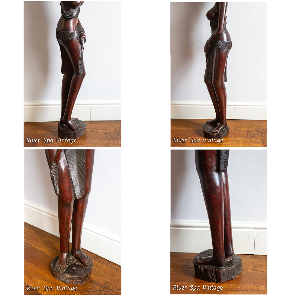 Thumbnail: Lifesize African Female Mandinka Warrior Sculpted Solid Mahogany Tribal Statue