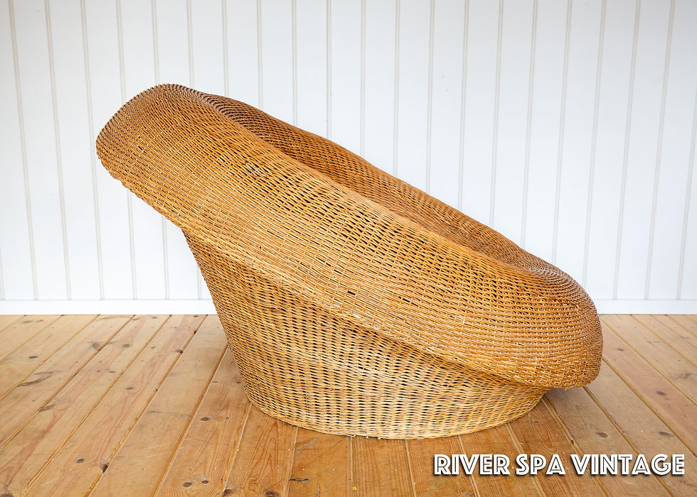 Thumbnail: Sculptural Wicker Basket Lounge Chair MCM Round XL Kenmochi Coastal Boho 1970s