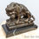 Thumbnail: Barye School Antique Romantic Lion & Boar Statue on Marble Base Cast Iron Bronze