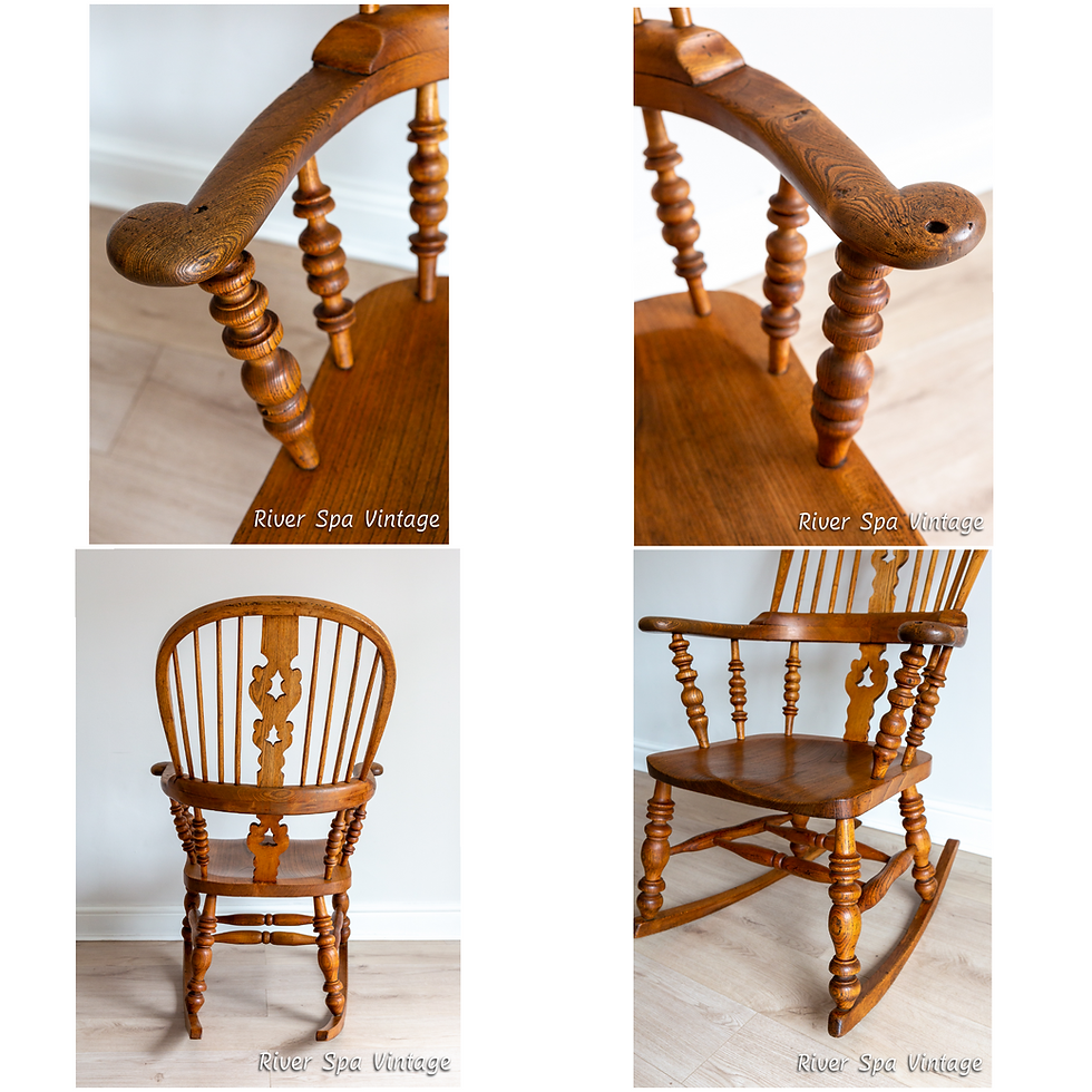 Thumbnail: Fine Antique Windsor Rocking Chair Ash Elm 19th Century Broad Arm Yorkshire
