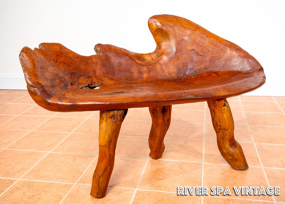 Thumbnail: Sculptural Statement Bench Teak Root Natural Organic Artistic Rustic Vintage MCM