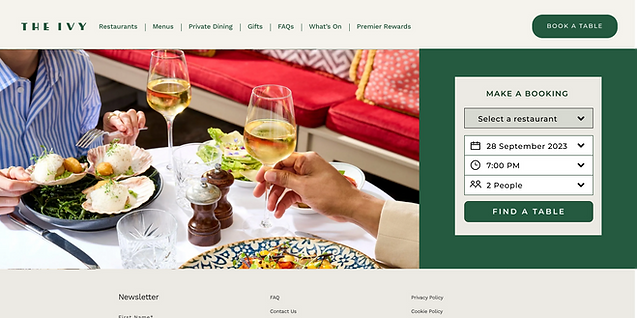 The Ivy Collection make a booking page with reservations search box