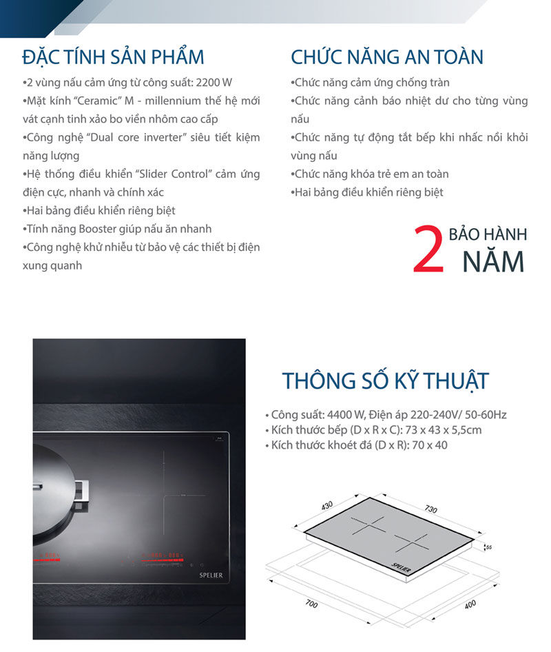 Thông số Bếp từ Spelier Spelier-SPM-729I PLUS