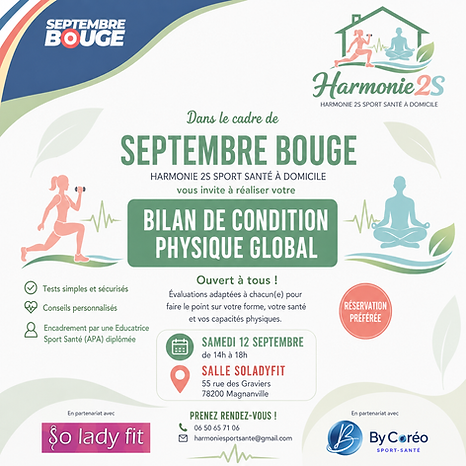 Evenement Septembre Bouge Bilan de condition physique Soladyfit Magnanville