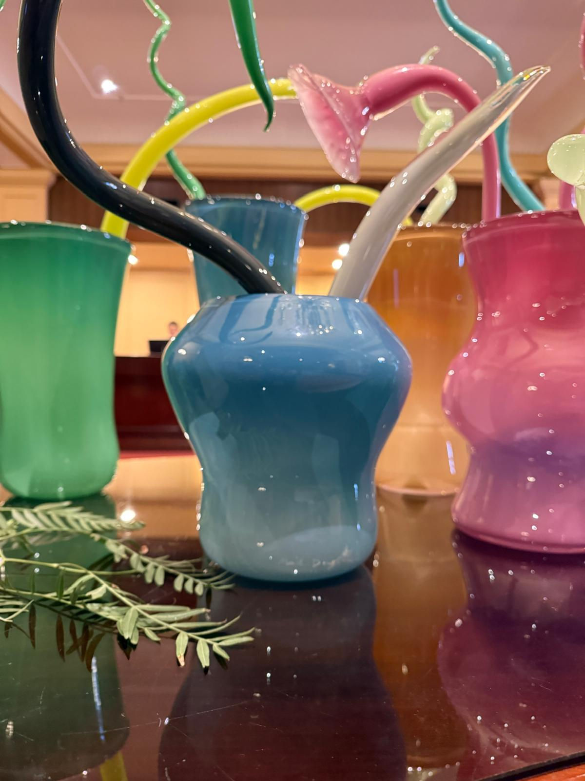 Indigo Thistle Vase with Fronds