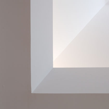 Close-up of skylight detail in the New Dining Hall at Leckhampton, Corpus Christi College, University of Cambridge, designed by Haysom Ward Miller Architects, showcasing precise architectural geometry.