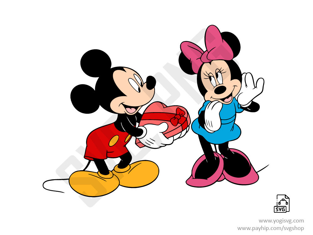 Mickey and Minnie Mouse Valentines Day SVG Cut File