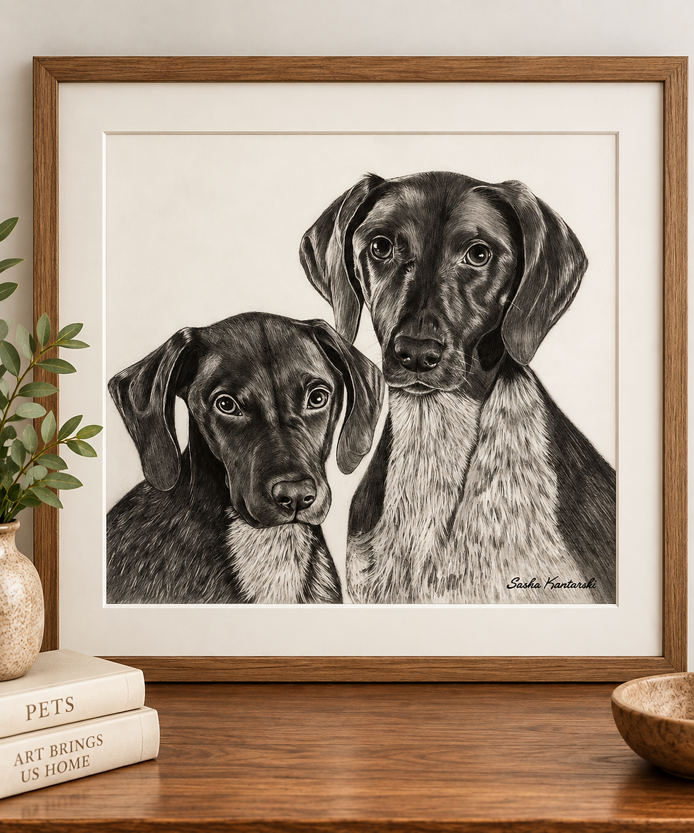 Thumbnail: Custom Graphite Pet Portrait (13x18 inch, 16x20 inch framed)