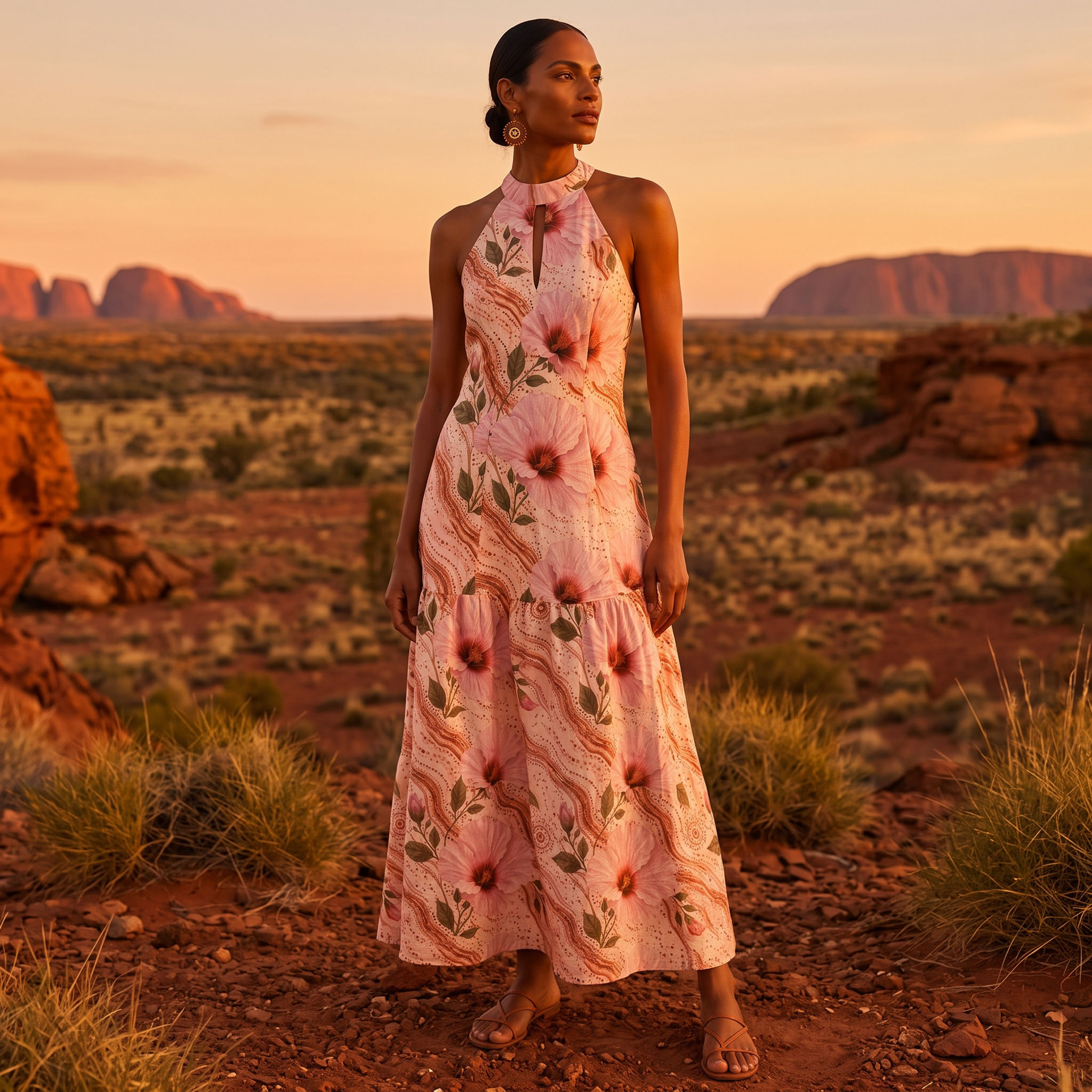 Desert Rose High Neck Maxi Dress