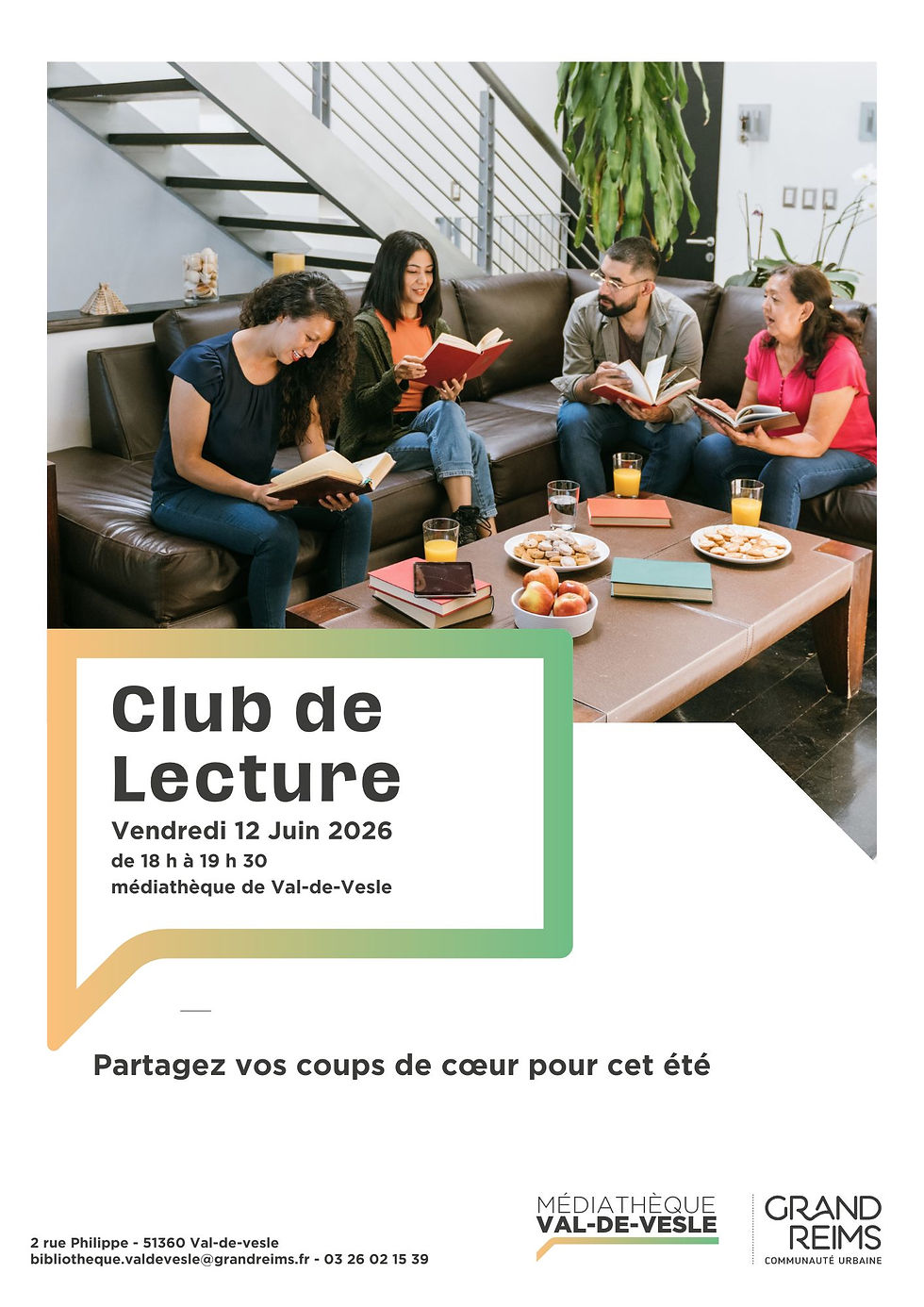 Affiche Club de Lecture à la Médiathèque de Vdv - 12.06.2026