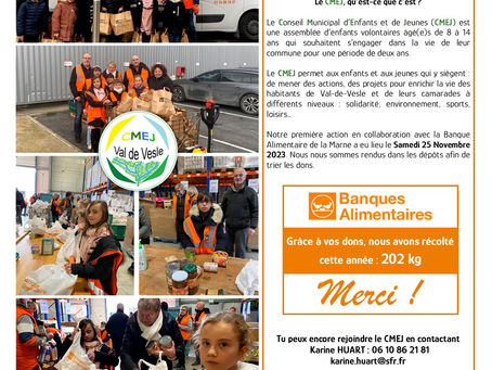 CMEJ : Renouvellement des membres & Collecte de la Banque Alimentaire