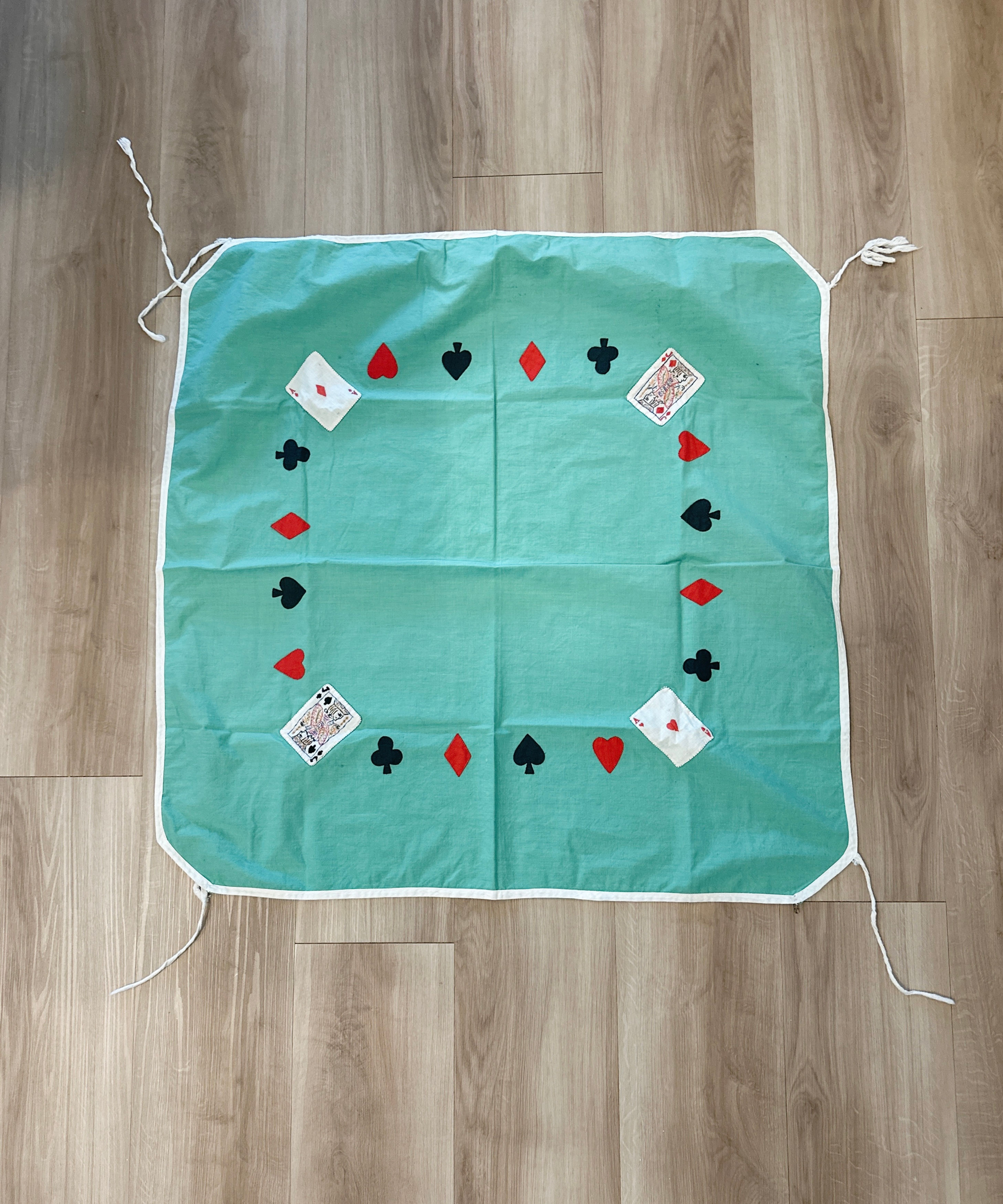 Vtg Card Table Handmade Table Cloth