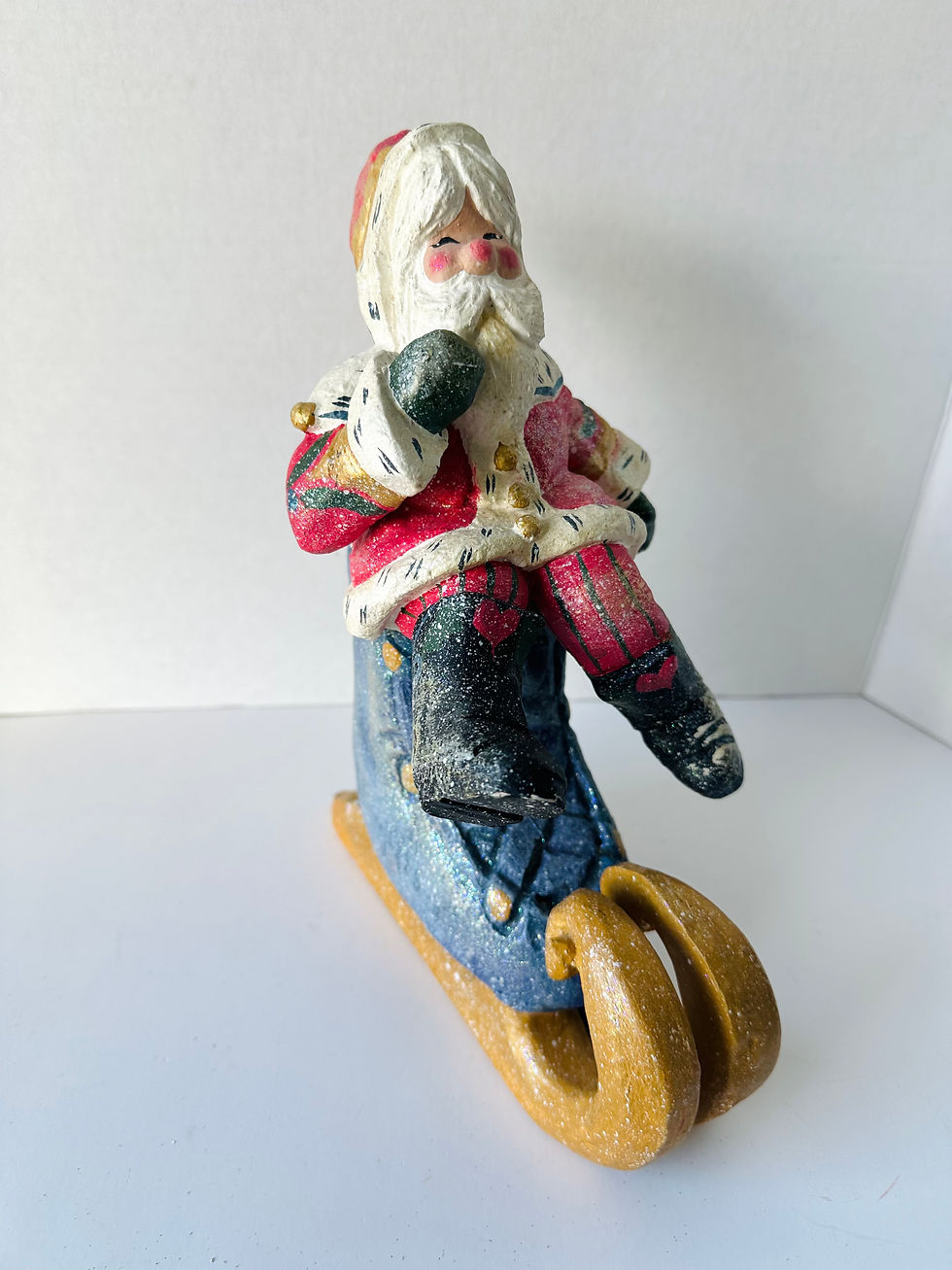 Thumbnail: Vintage 1990 House of Hatten Santa on Sled Figurine