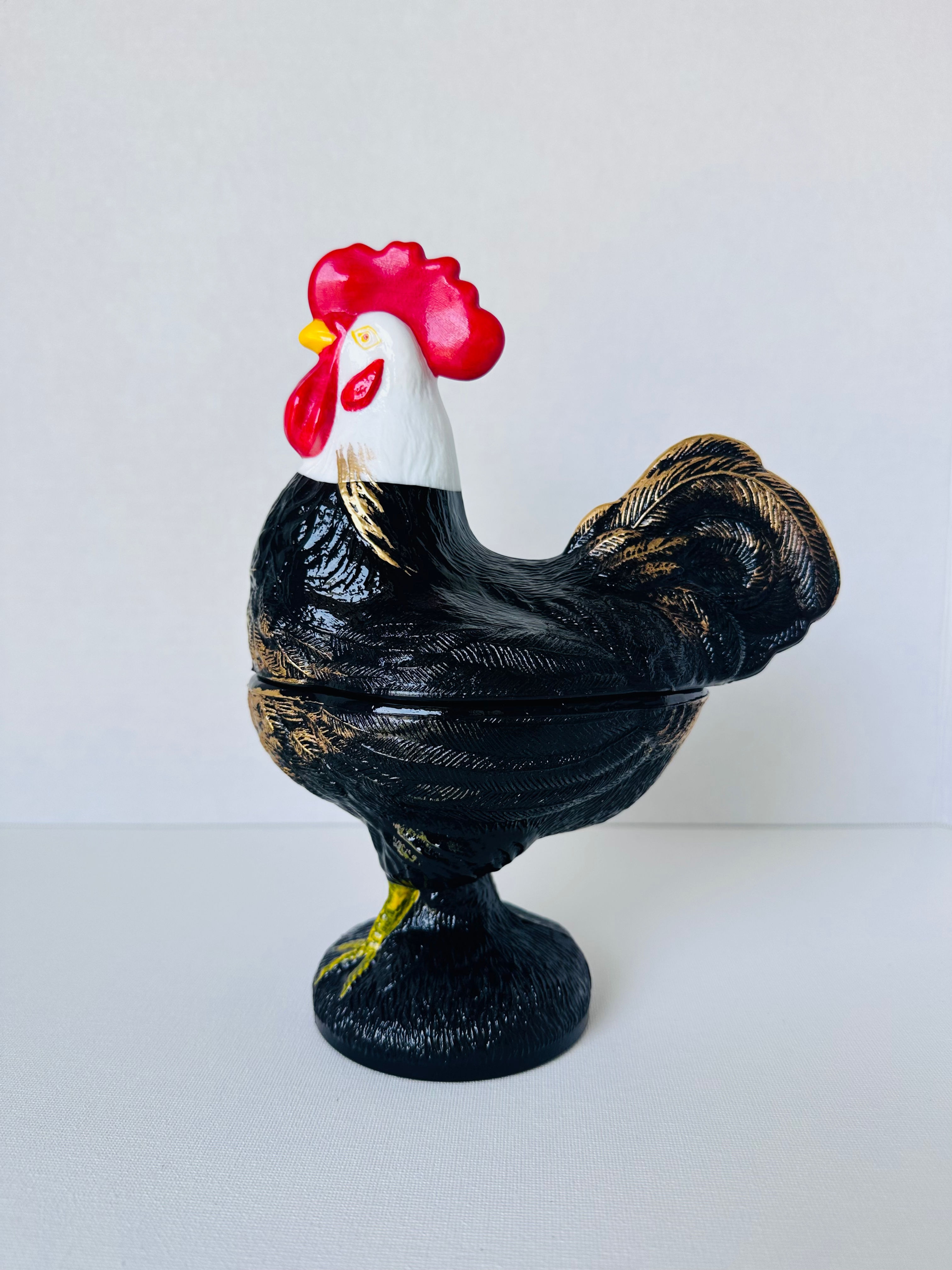 Vintage Rooster Covered Trinket/Candy Dish