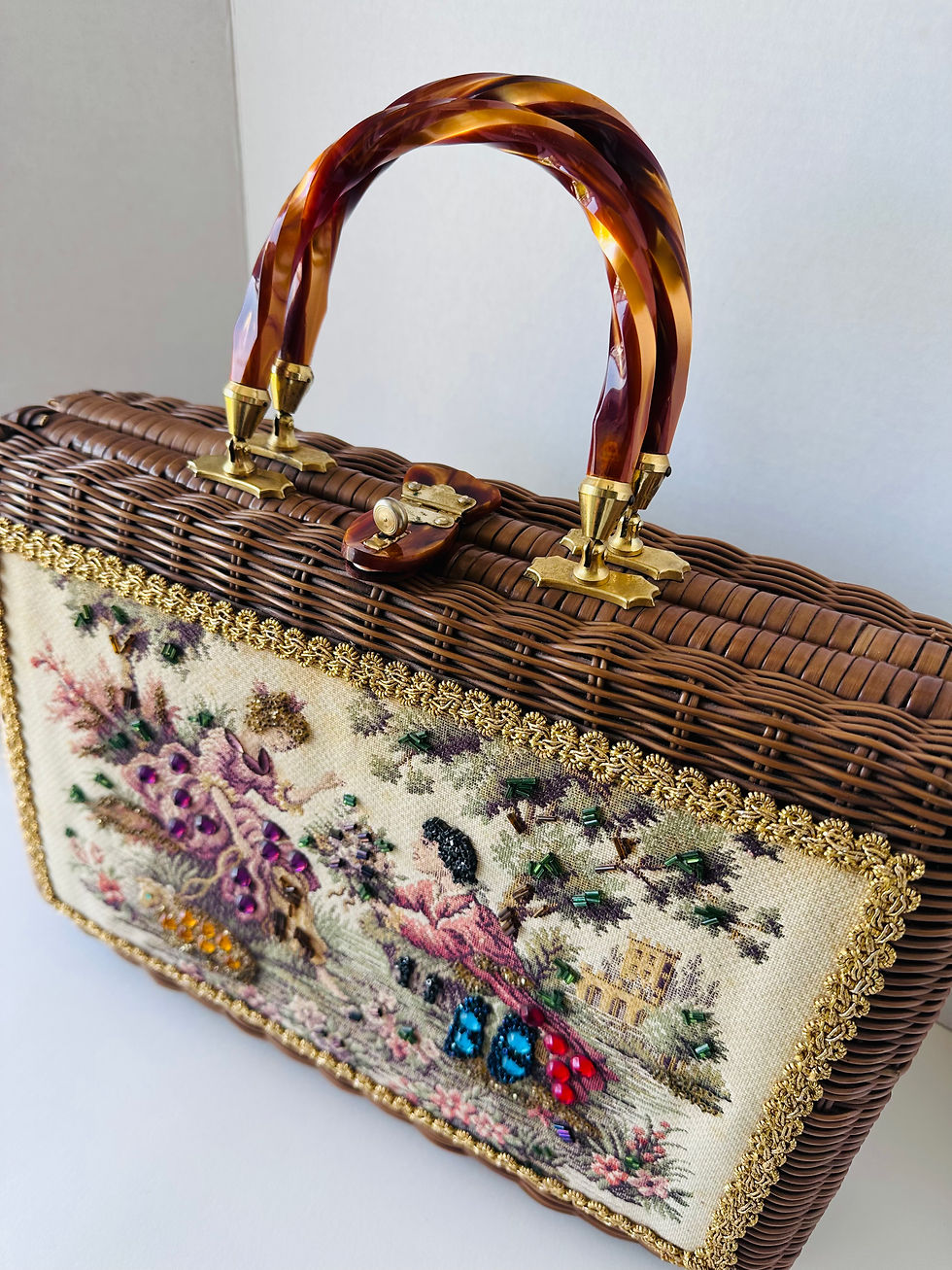 Miniatura: Vintage Faye Mell Design Wicker Purse