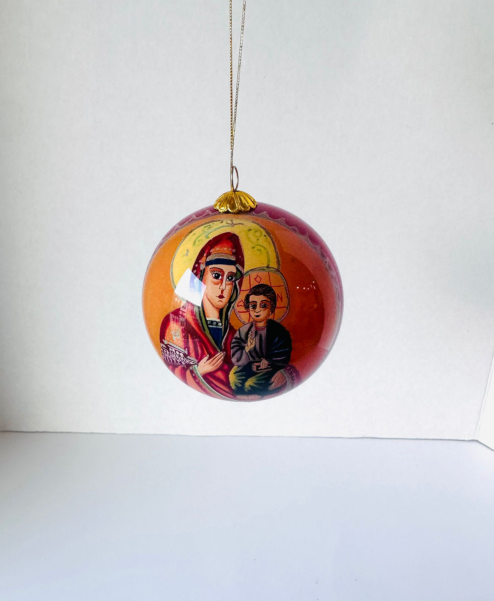 Thumbnail: Cocodrie Press Hand-Painted Inside Glass Byzantine Icon Christmas Ornament with