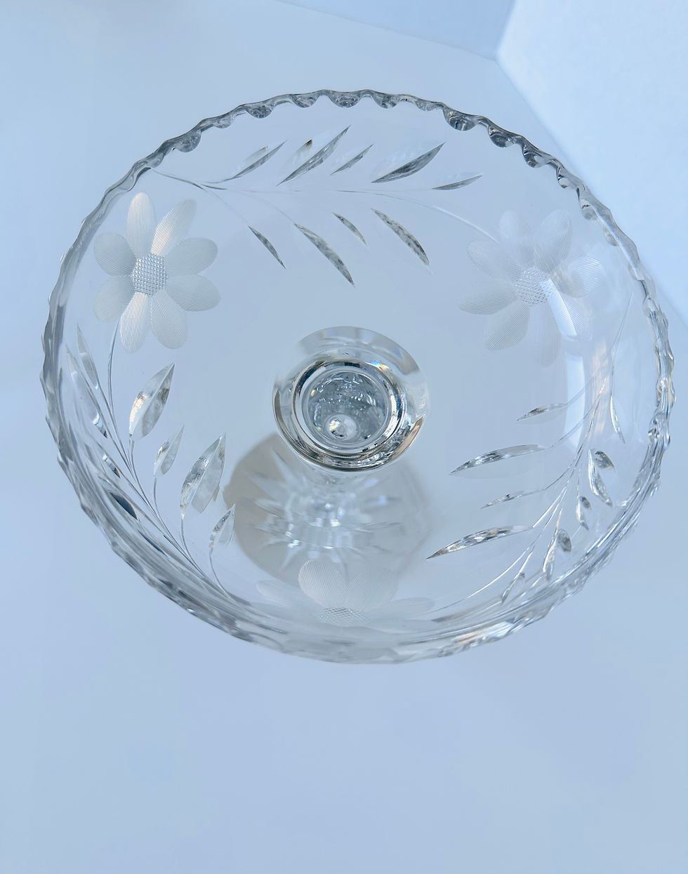 Thumbnail: Vintage Etched Crystal Pedestal Candy Dish