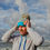 Thumbnail: ChemoHero Big Bobble Hat - Blue and Orange Stripe