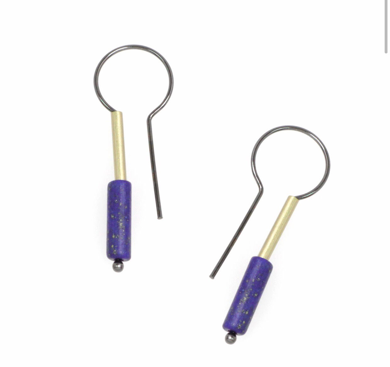 Blue Geometric Semi Precious Stone Earrings