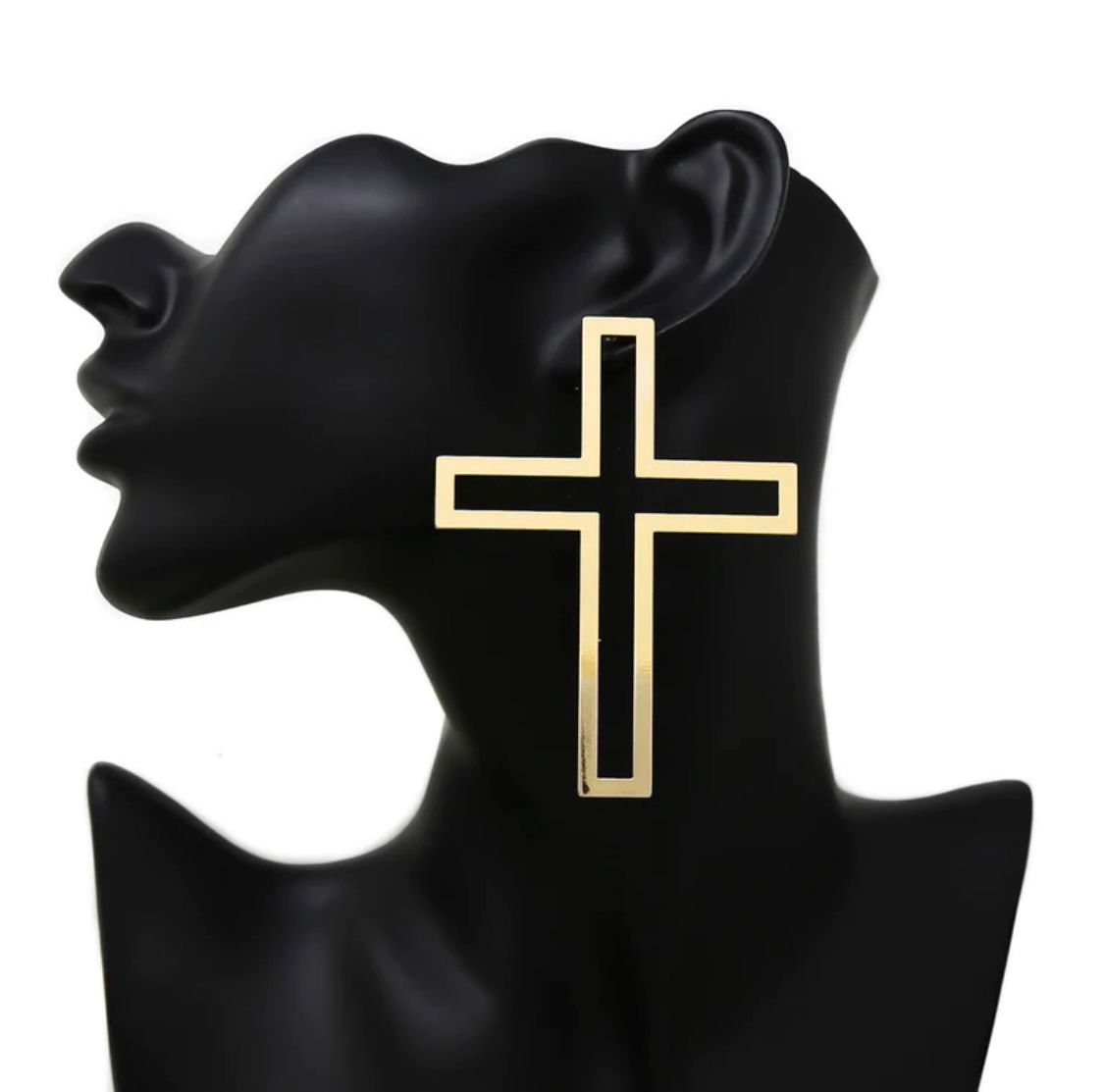 Gold Oversize Cross Drop Earrings
