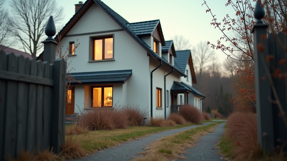 Eye-level view of a family home with a secure fence