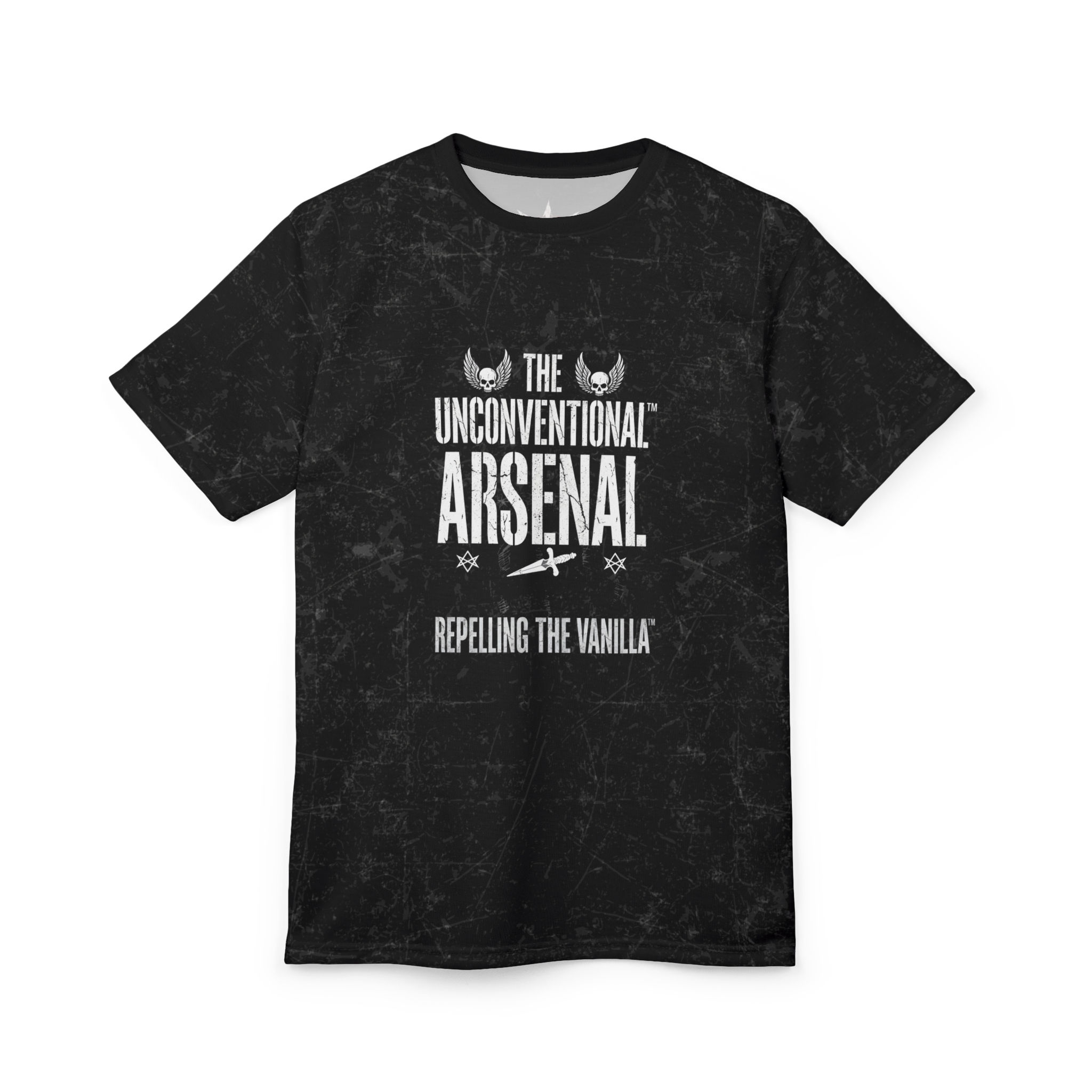 F&W Distressed Gothic Black  Tee- REPELLING THE VANILLA