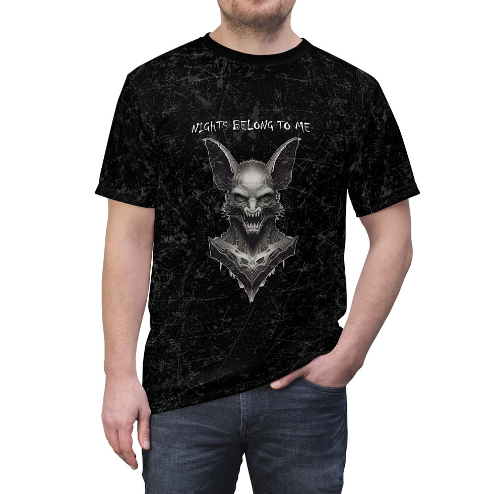 Thumbnail: F&W Distressed Gothic Black  Tee - NIGHTS BELONG TO ME