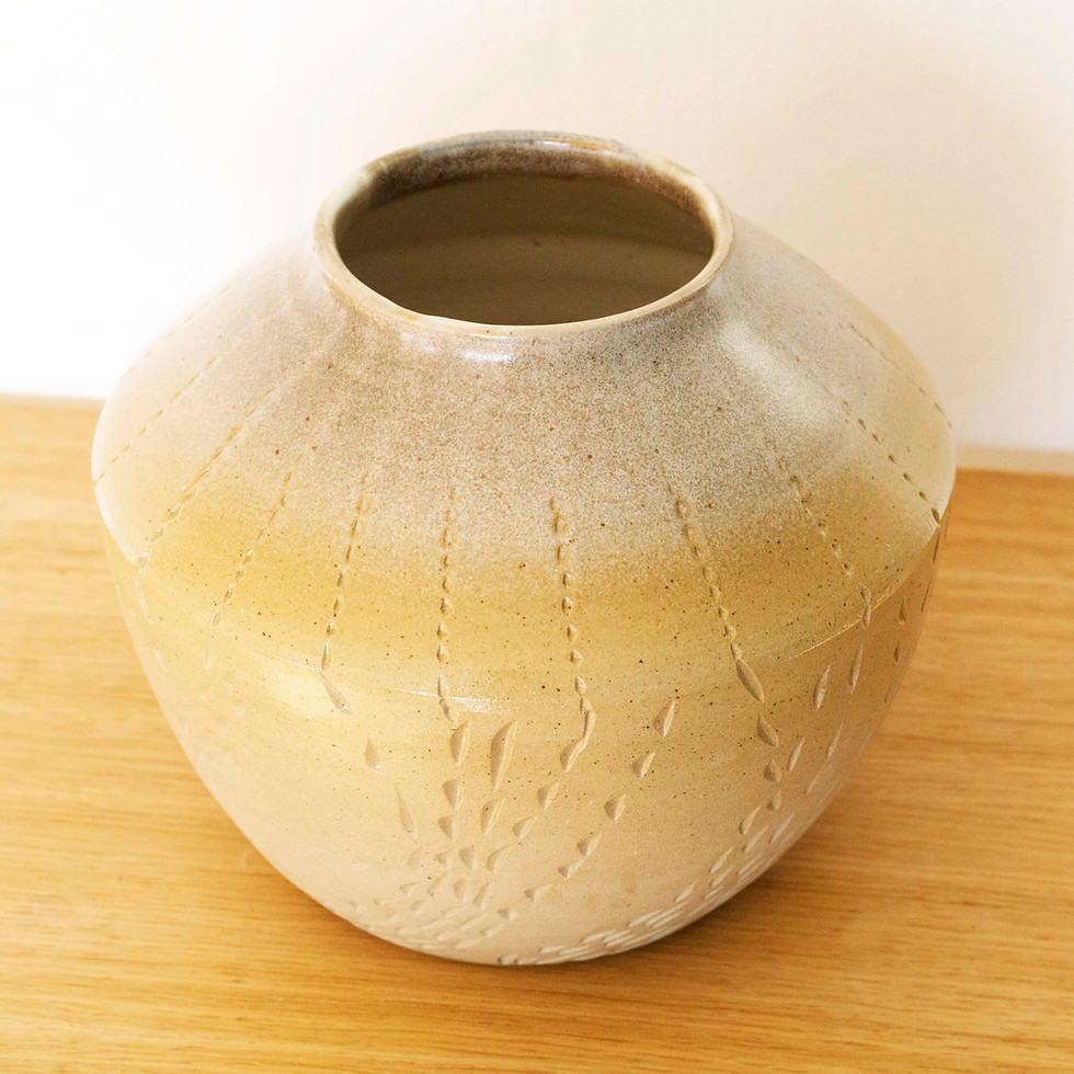 vase céramique en grès de couleur gris bleu vue de dessus
