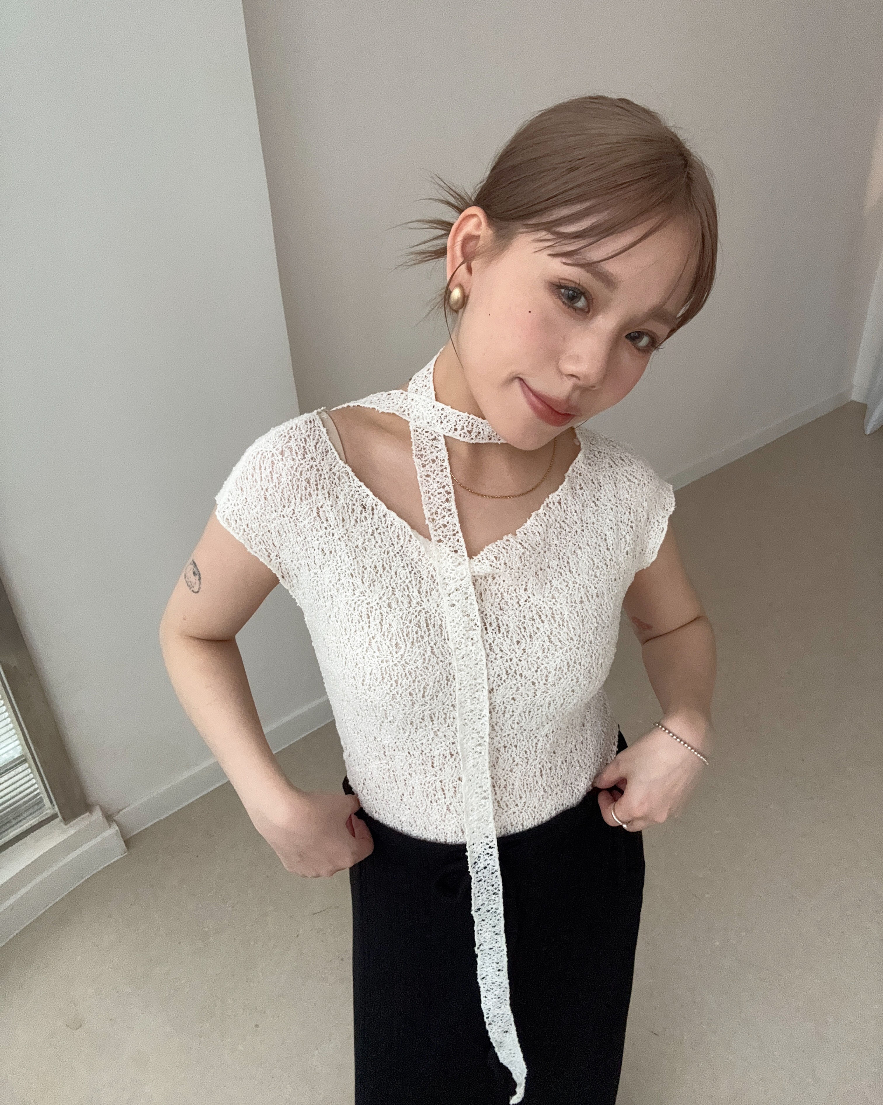 texture scarf set tee 