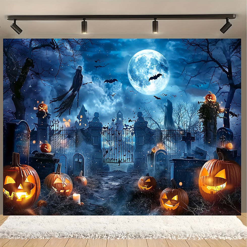 Miniatura: Halloween Night Full Moon Photography 