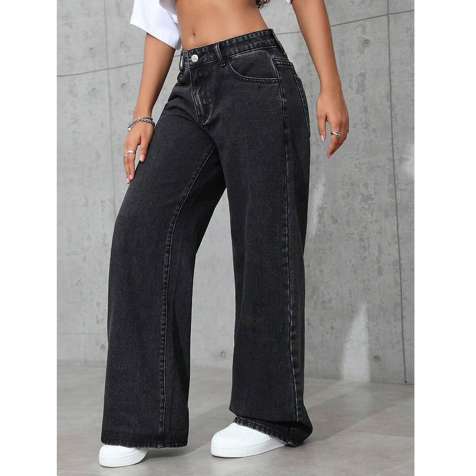 Miniatura: Women's Wide Leg Jeans Ladies Denim Pants Comfortable Stretchy Trousers