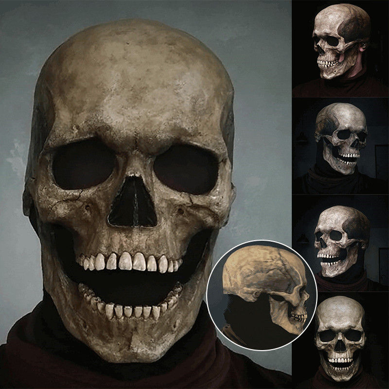Thumbnail: Full Head Skull Mask with Moving Jaw Halloween Scary 