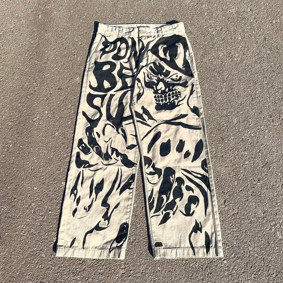 Thumbnail: Anime Print Blue Baggy Jeans New Style Wide Leg Trouser Y2k Harajuku 