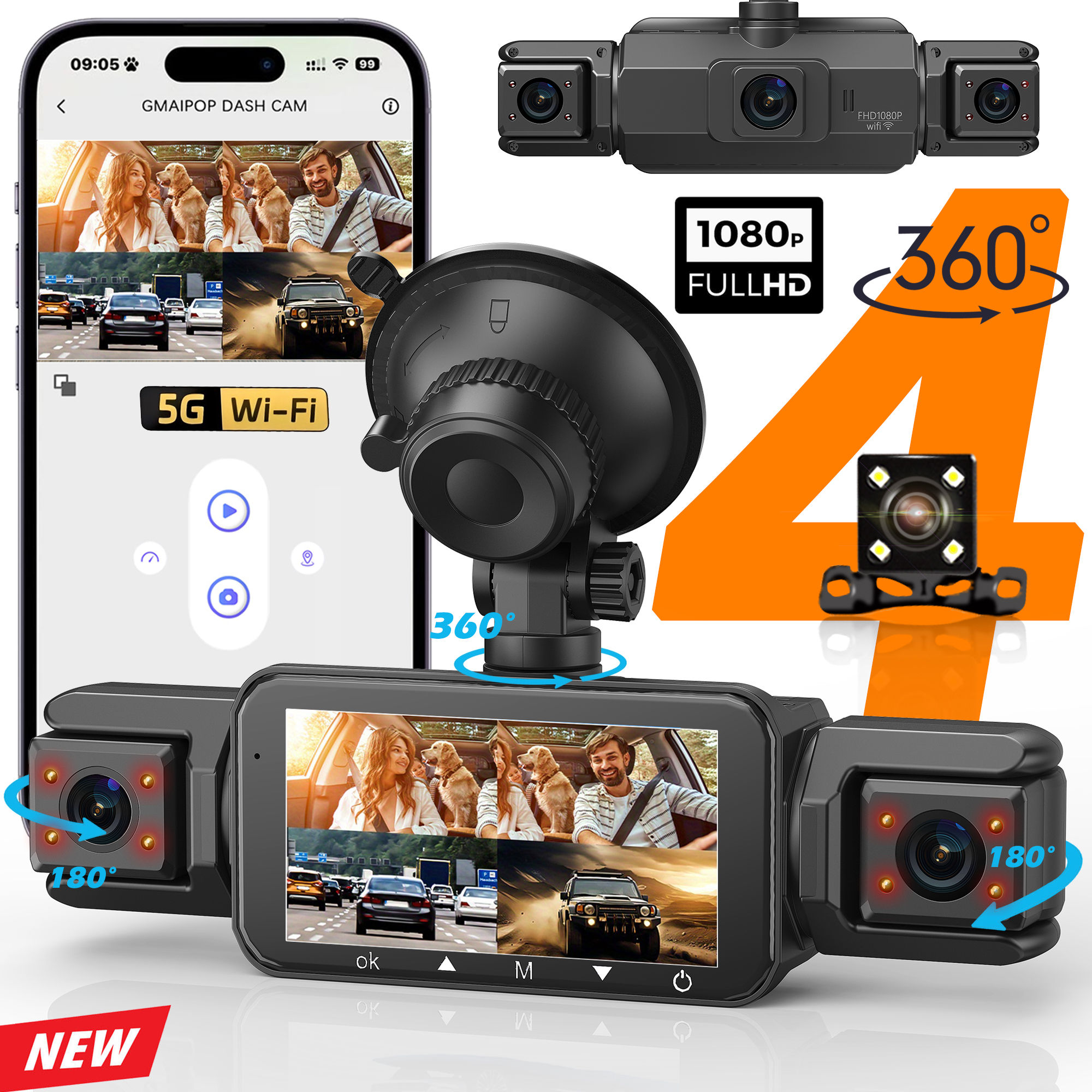 Dashcam for Cars 4 Channel