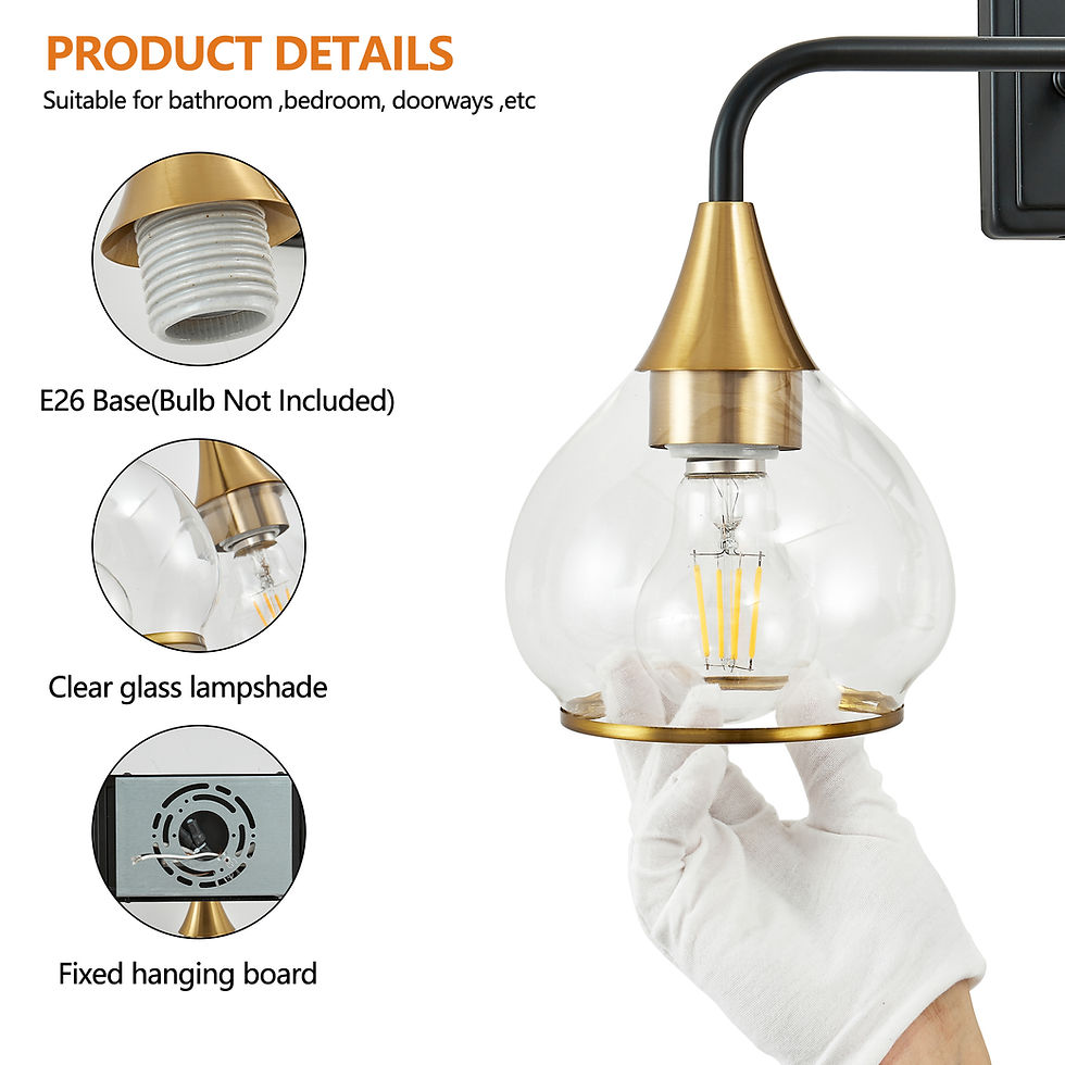 Miniatura: Black & Gold 3-Light Wall Mount Bathroom Vanity Sconce 22