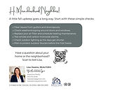 Back of a real estate farming postcard with a neighborhood fall checklist and market update call to action