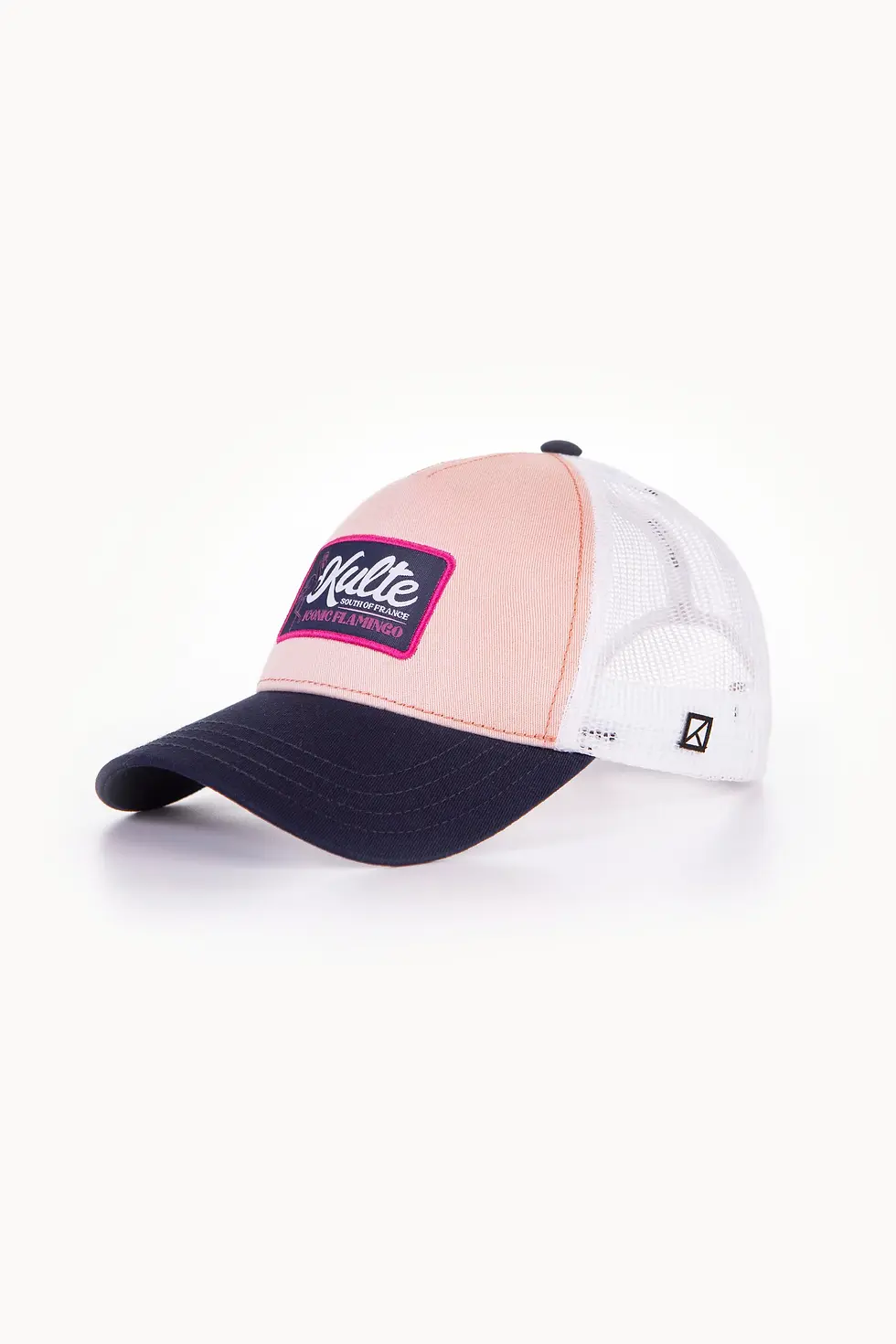 Casquette trucker Kulte Iconic Flamingo rose marine – patch brodé flamant rose fuchsia