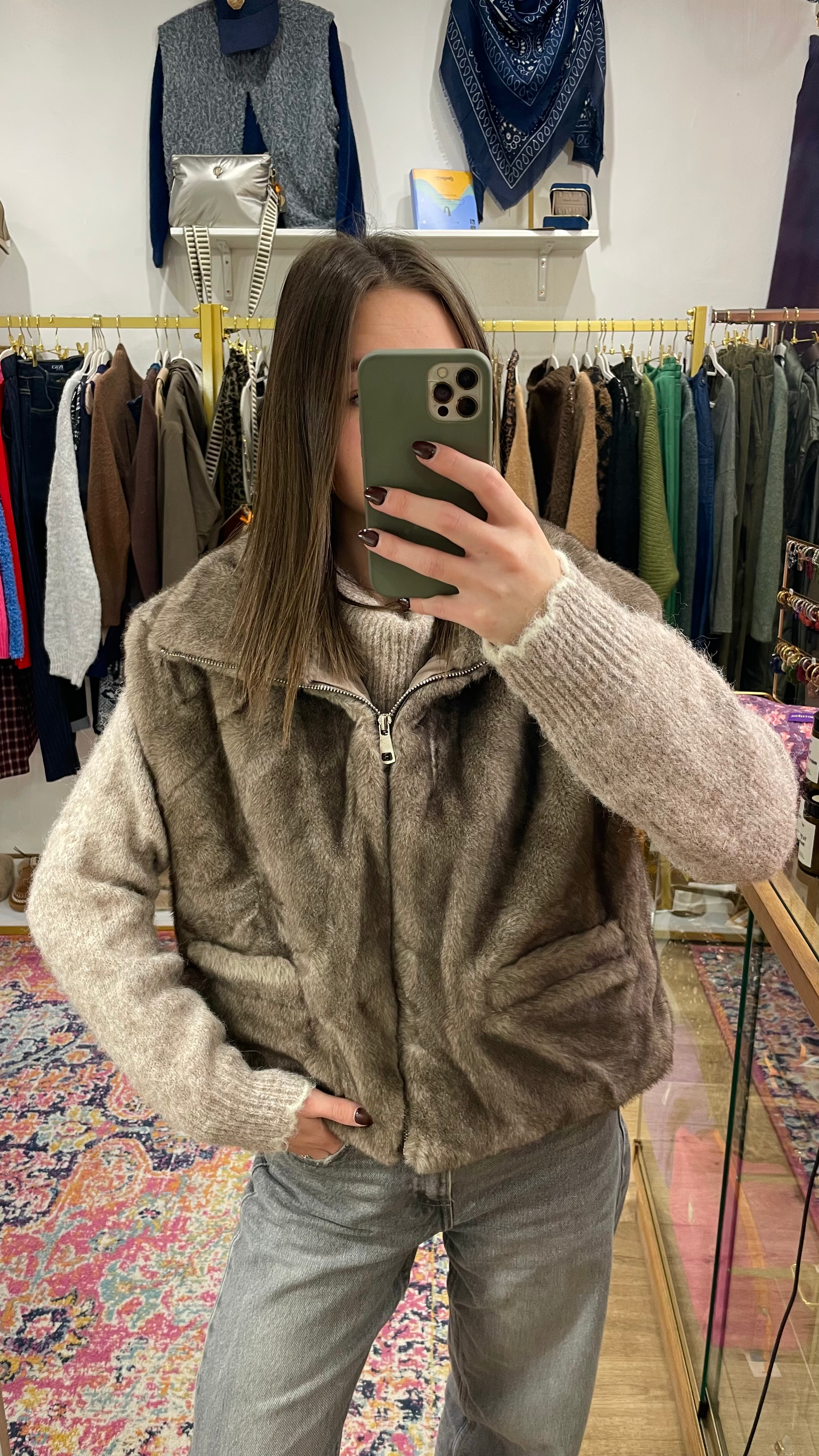 Veste sans manche fourrure champagne