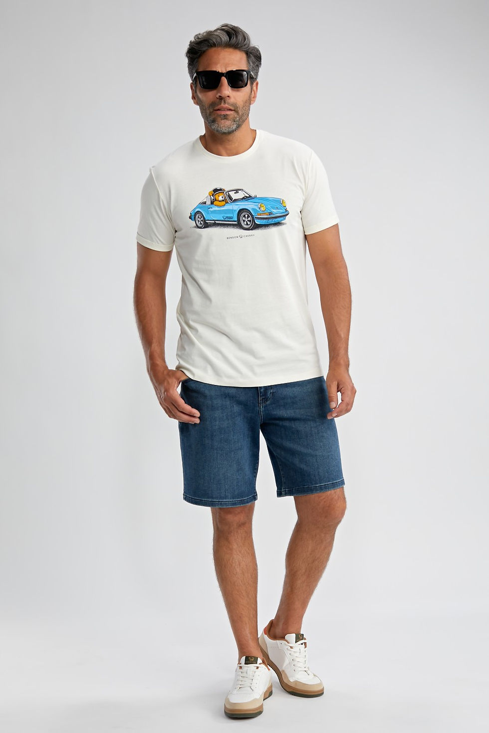 T-shirt homme écru imprimé Teddy Porsche coupe droite – Benson & Cherry