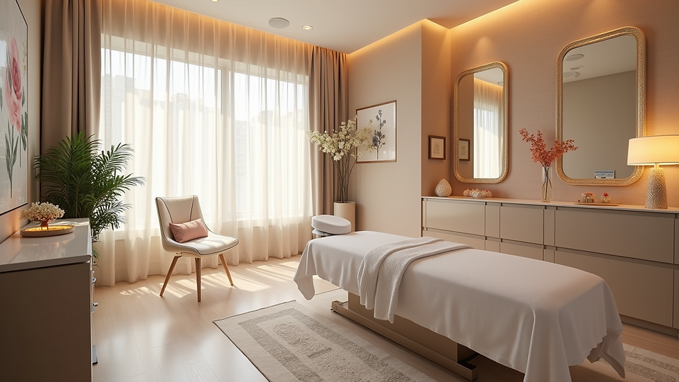 High angle view of a tranquil clinic environment for aesthetic treatments