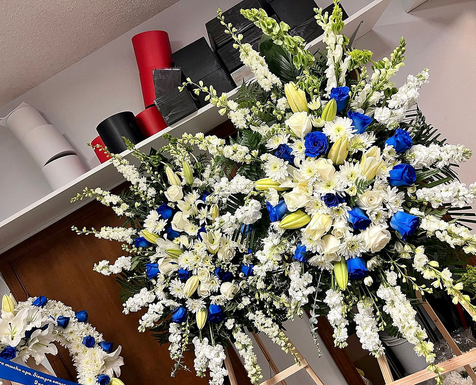 Thumbnail: #238 White & Blue Funeral Spray