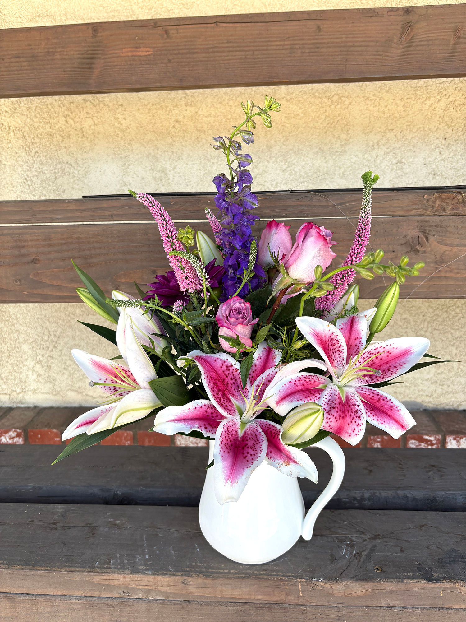 #4 - Pink & Purple White Vase Arrangement