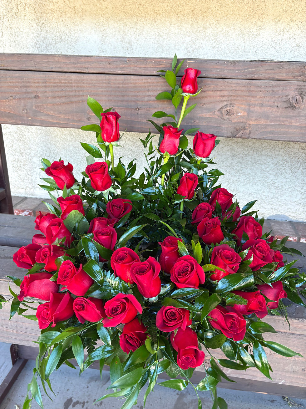 #323 Red rose cremation adornment