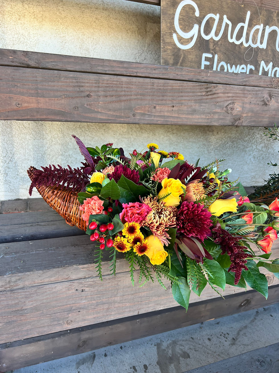Thumbnail: #488 - Fall Cornucopia Arrangement