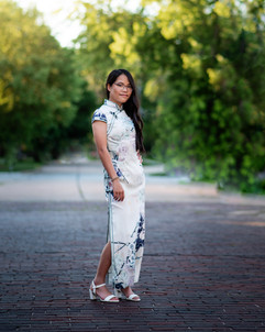 Senior girl in floor length dress