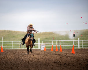 Mounted Cowboy and Cowgirl shootout in Ravenna, Nebraska from certified photographer EMDukat Photography.
